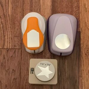 Mixed Size Lot Of 3 Paper Punch Craft McGill Star, Marvy Circle and Fiskars Tag.
